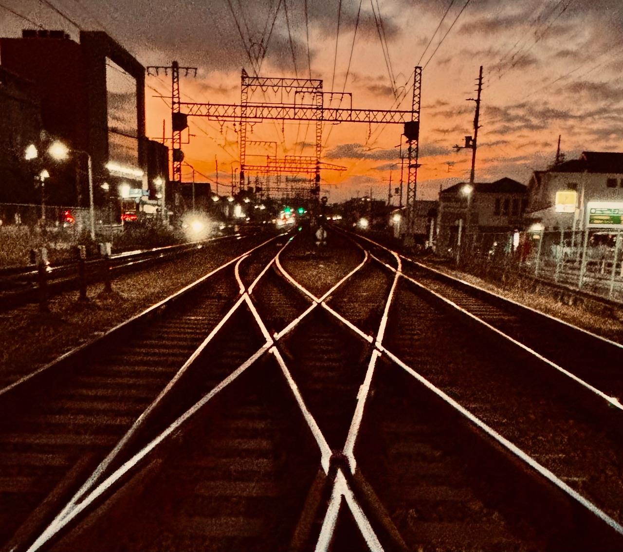 藤井寺駅でのきれいな夕暮れの写真