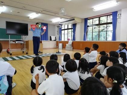 道路標識の意味を教わっています。