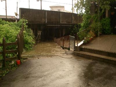 大雨の時の冠水状況（近鉄高架下）