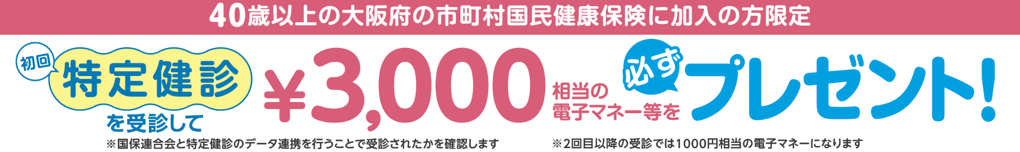 特定健診受診で3000ポイント付与