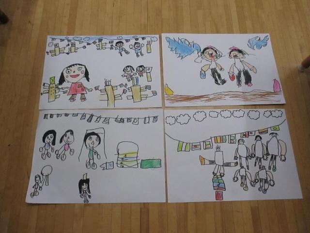 丁寧に色鉛筆で塗って絵を仕上げています。