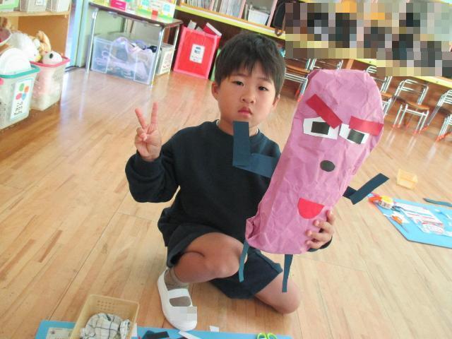 楽しい表情のさつまいもができあがりました。