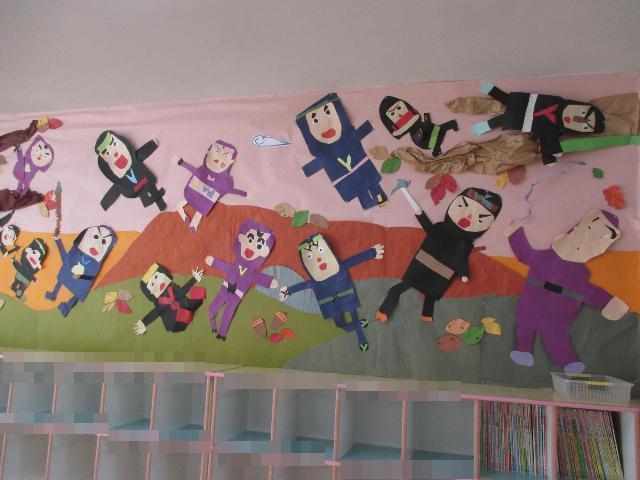 忍者の壁面装飾が出来上がりました。