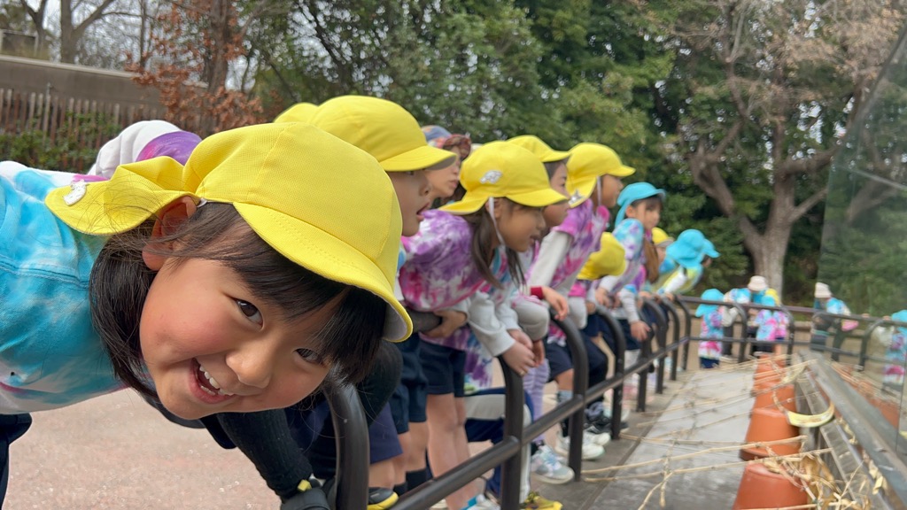 楽しそうに動物を見学する子ども