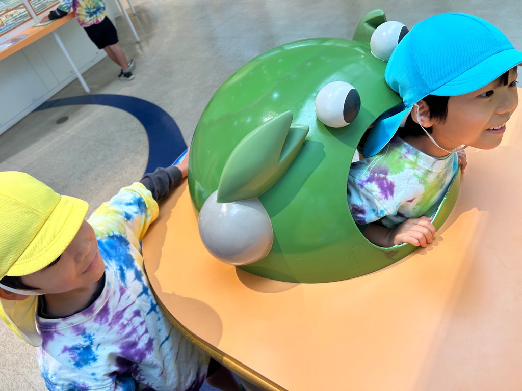 生き物のくらしコーナーを楽しそうに見学する子ども