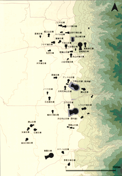奈良県東南部の古墳群の分布図