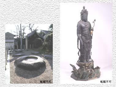 (左)巨大な塔心礎(右)国宝十一面観音菩薩立像(道明寺)